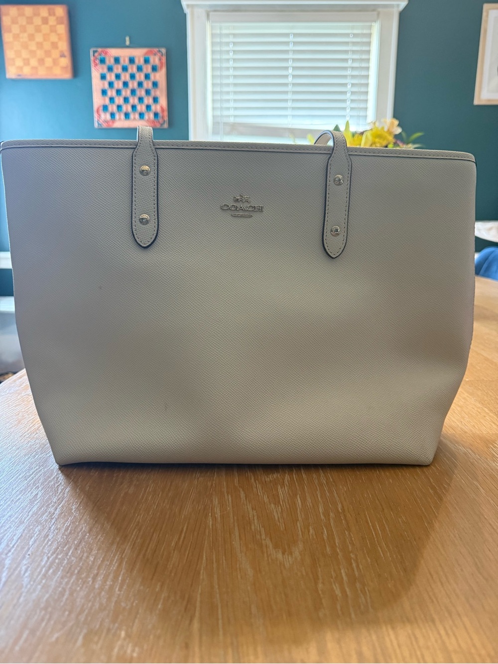 Coach White Saffiano Leather Tote